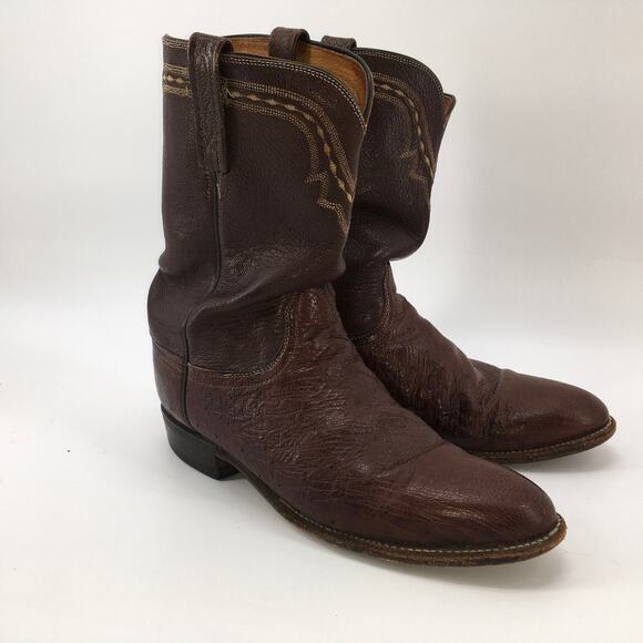 Lucchese 2000 Mens T0104C2 Chocolate Brown Leather Roper Cowboy Boots Size 10.5D main image 7